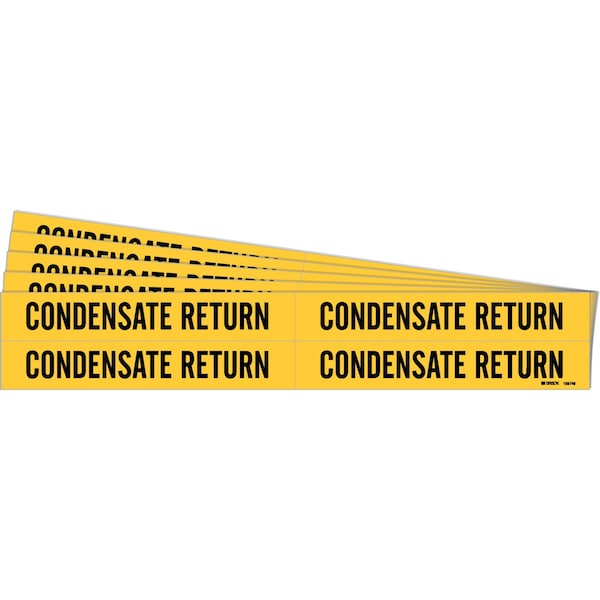CONDENSATE RETURN Pipe Marker Style 4 Polyester Black on Yellow 4 per Card, 5 PK